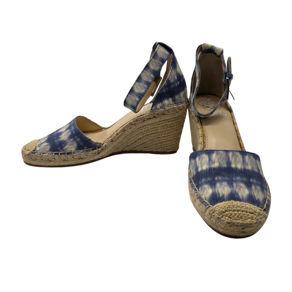 Vince Camuto Espadrille Wedge Sandals Ankle Strap Blue Tie Dye 7.5M